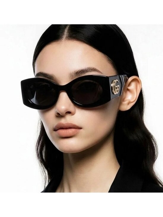 New- ? Original  Gucci GG0810S 001 Oval Quilted Thick Rim sunglasse main image 9